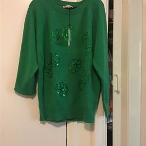 Green Sequin Floral Sweater.  Great for the holidays